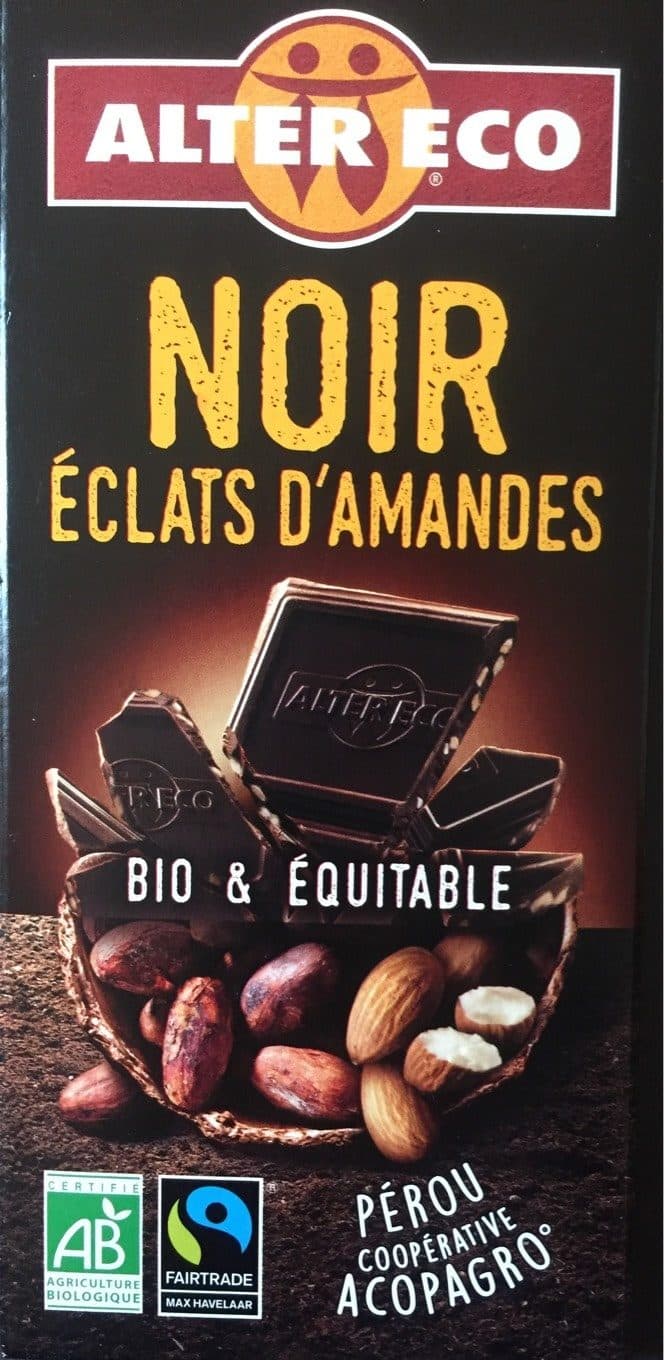 Alter Eco Chocolat Noir Éclats Amandes packshot