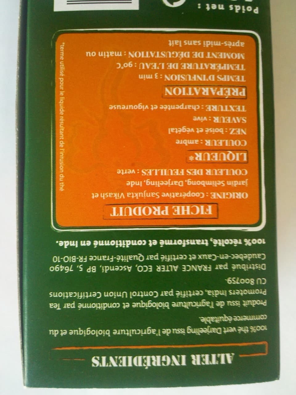 Alter Eco Thé Vert Nature Darjeeling packshot