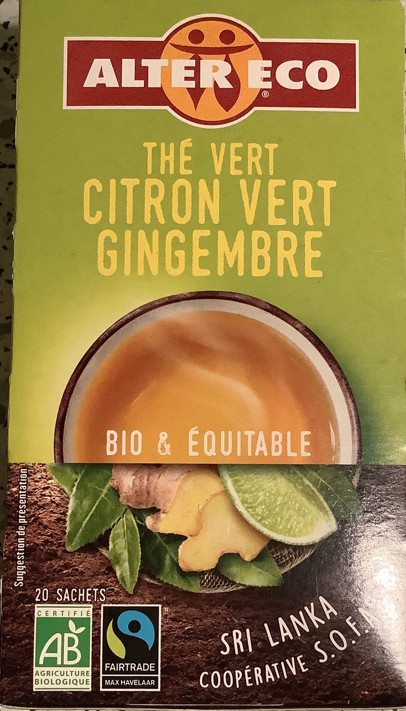 Alter Eco Thé vert citron vert gingembre bio & équitable packshot
