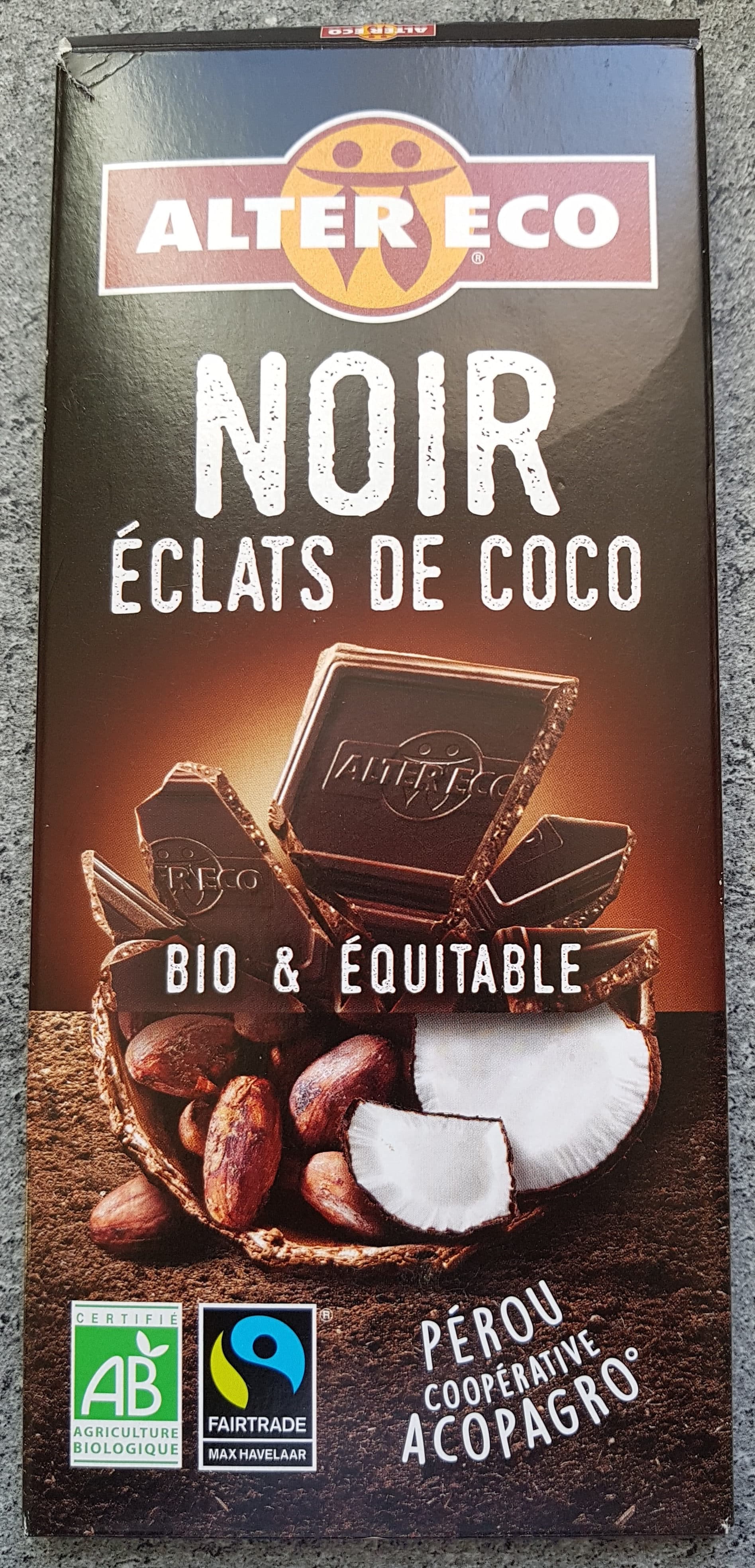Alter Eco Chocolat Noir éclats De Coco packshot