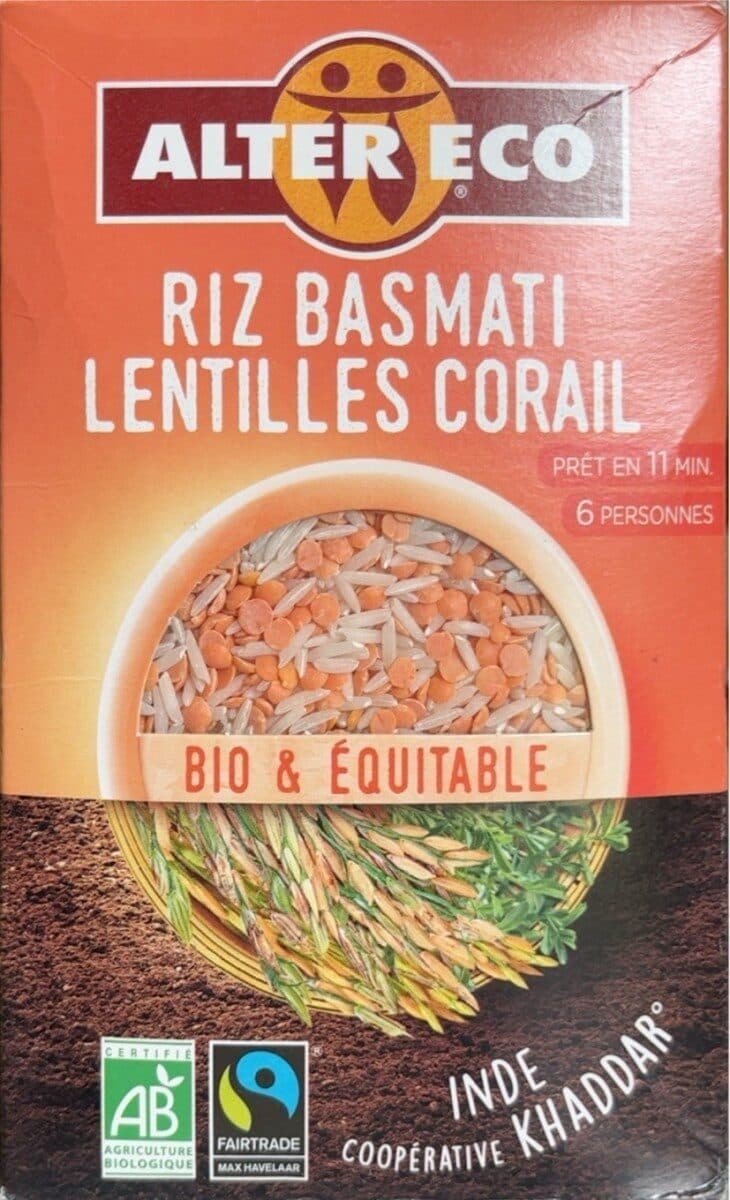 Alter eco Riz Basmati & Lentille Corail Bio & équitable packshot