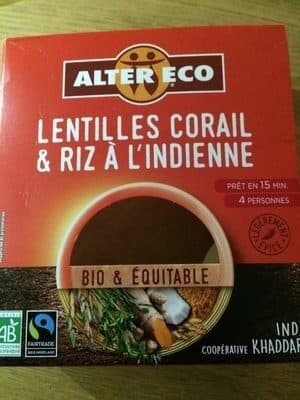 Alter Eco Lentilles corail et riz à l’indienne packshot