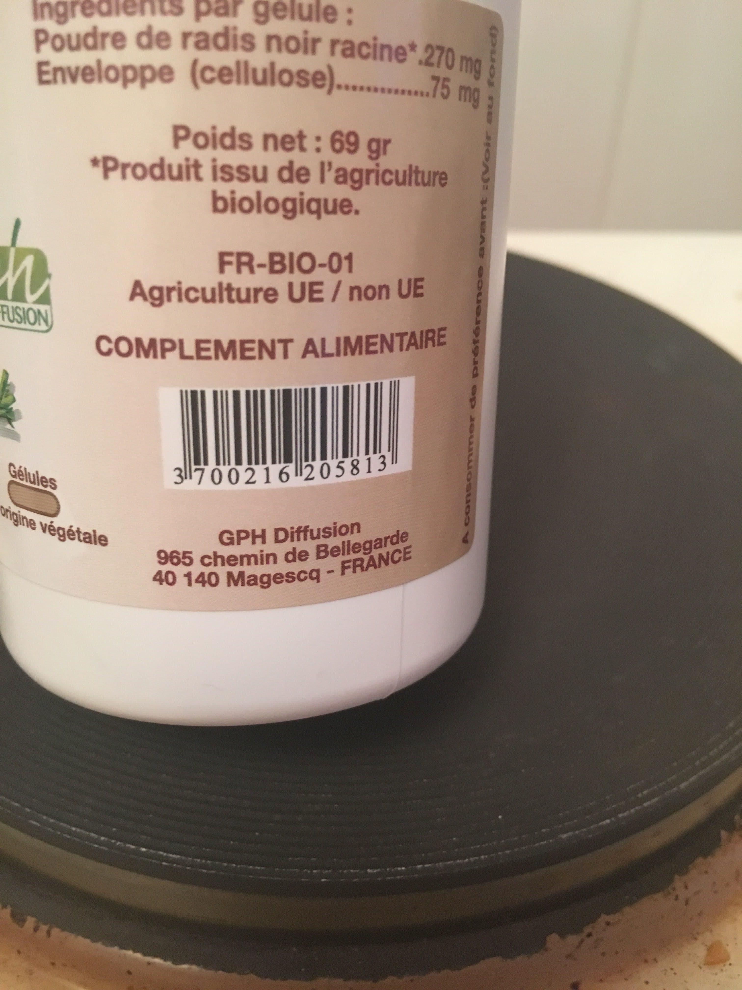 Gph diffusion L'herbothicaire Radis Noir Bio 200 Gélules Végétales packshot