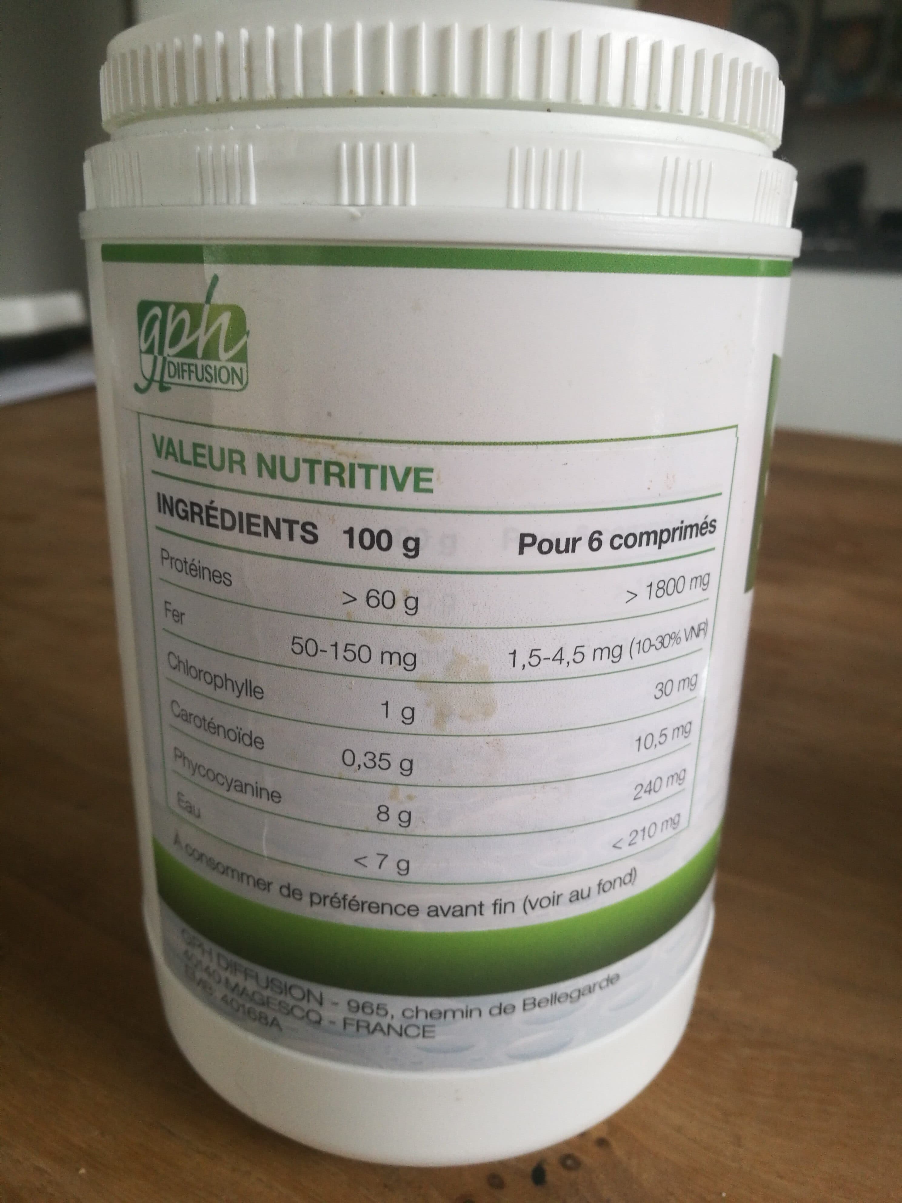 Open Food Facts Spiruline 500 MG Ecocert GPH Diffusion packshot