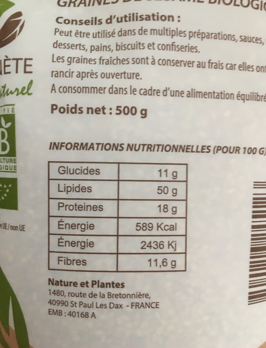PLANÈTE AU NATUREL Graines de sésame biologiques packshot