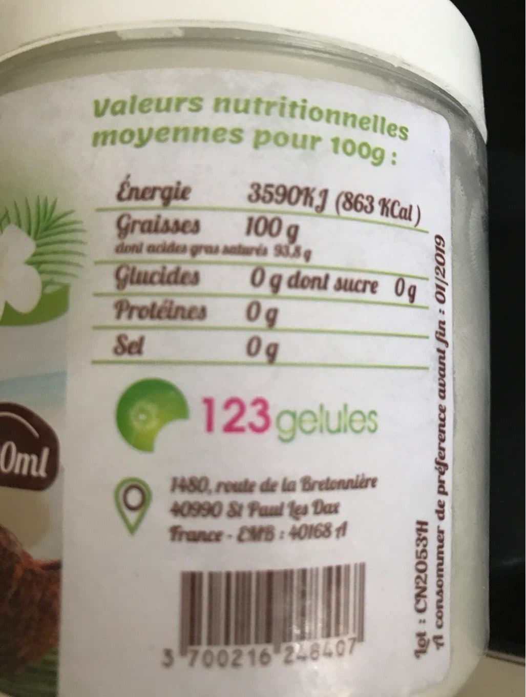 123gelules.com Huile de noix de coco packshot