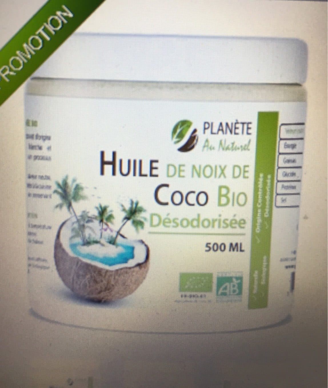 Planète Au Naturel Huile de noix de coco bio désodorisée packshot