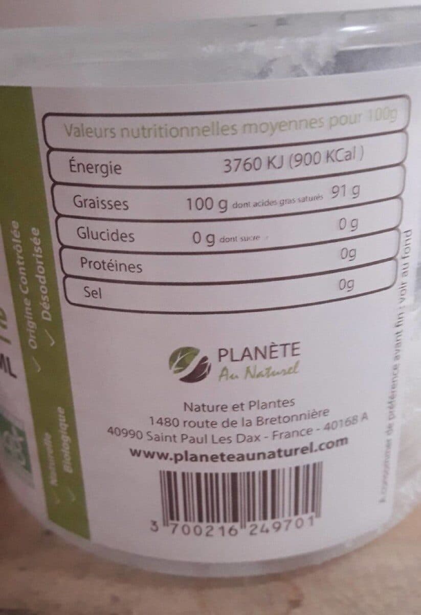 Planète Au Naturel Huile de noix de coco bio désodorisée packshot