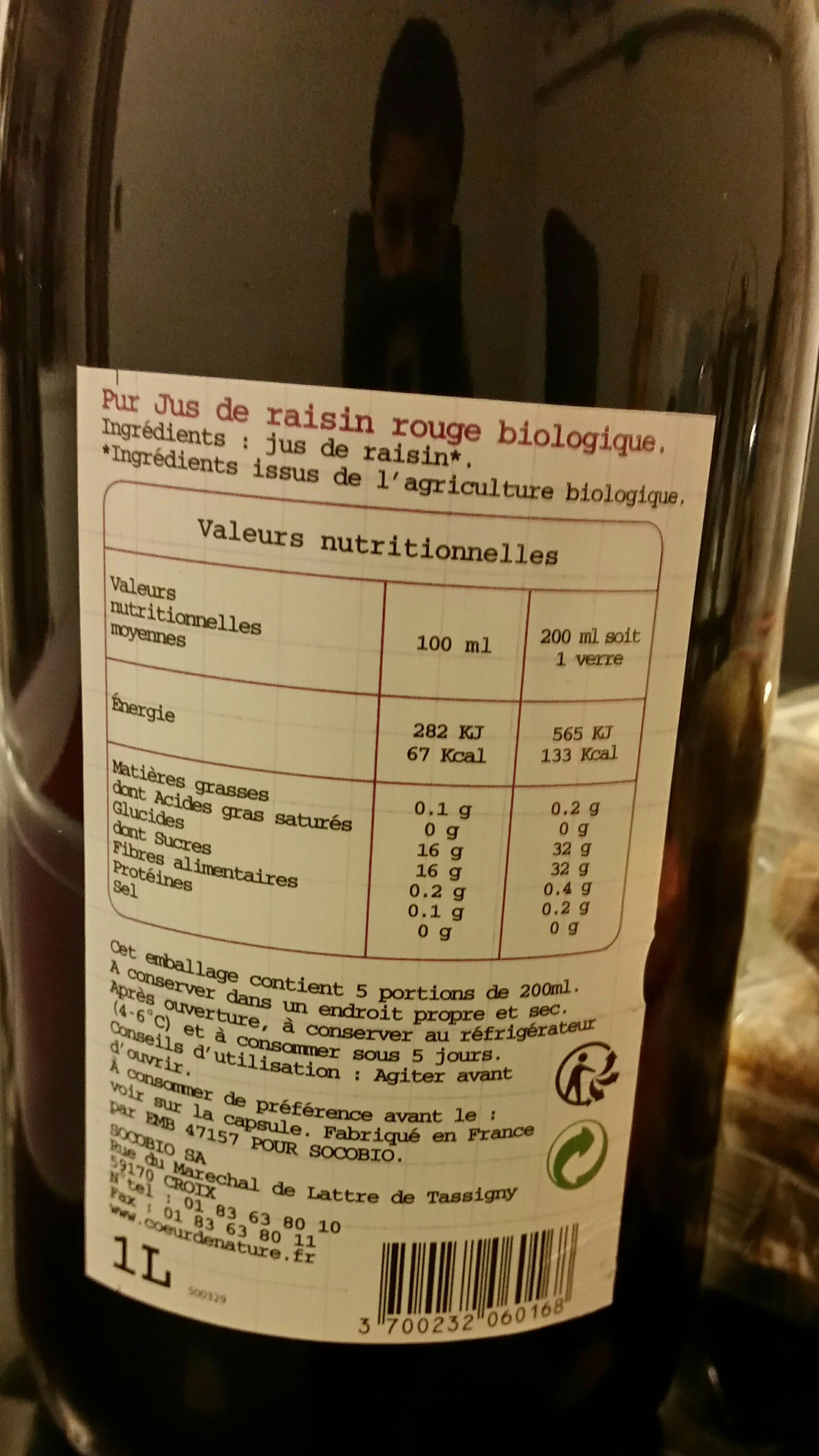 coeur de nature pur jus raisin rouge packshot