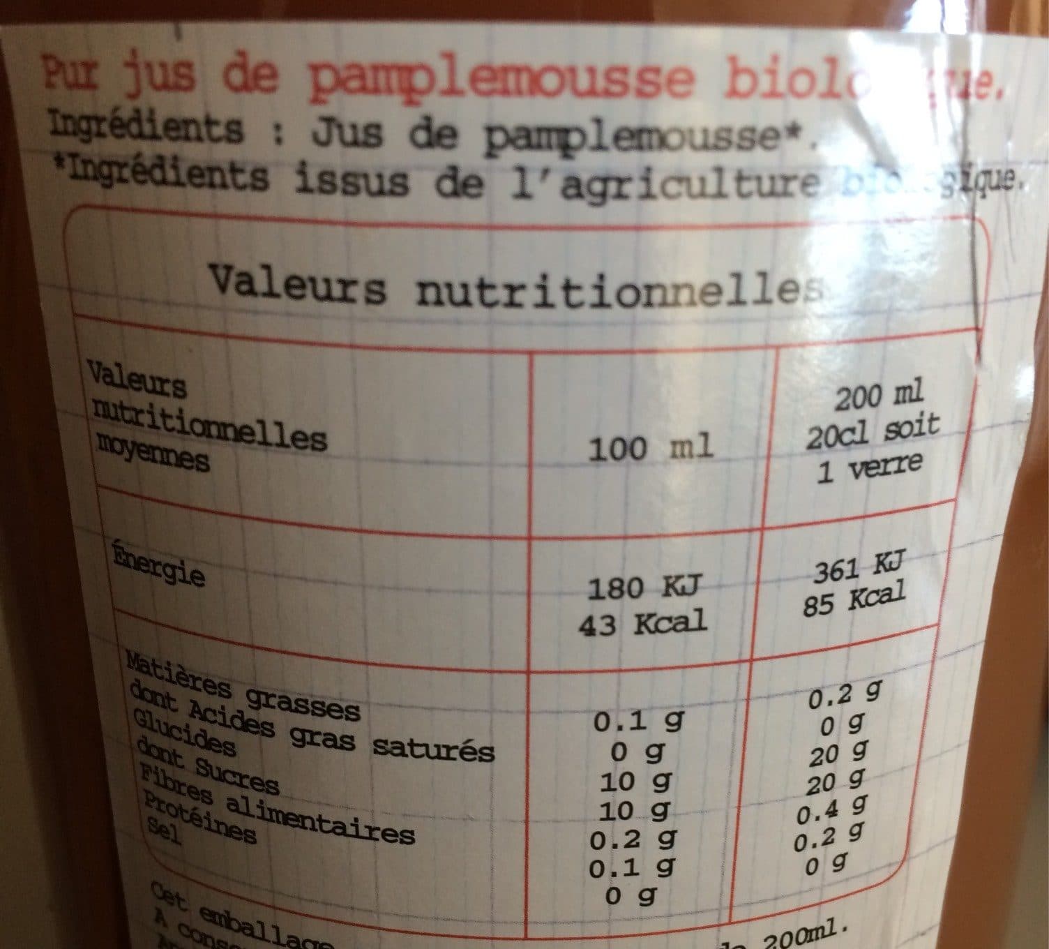 Coeur De Nature Pur Jus de pamplemousse bio packshot
