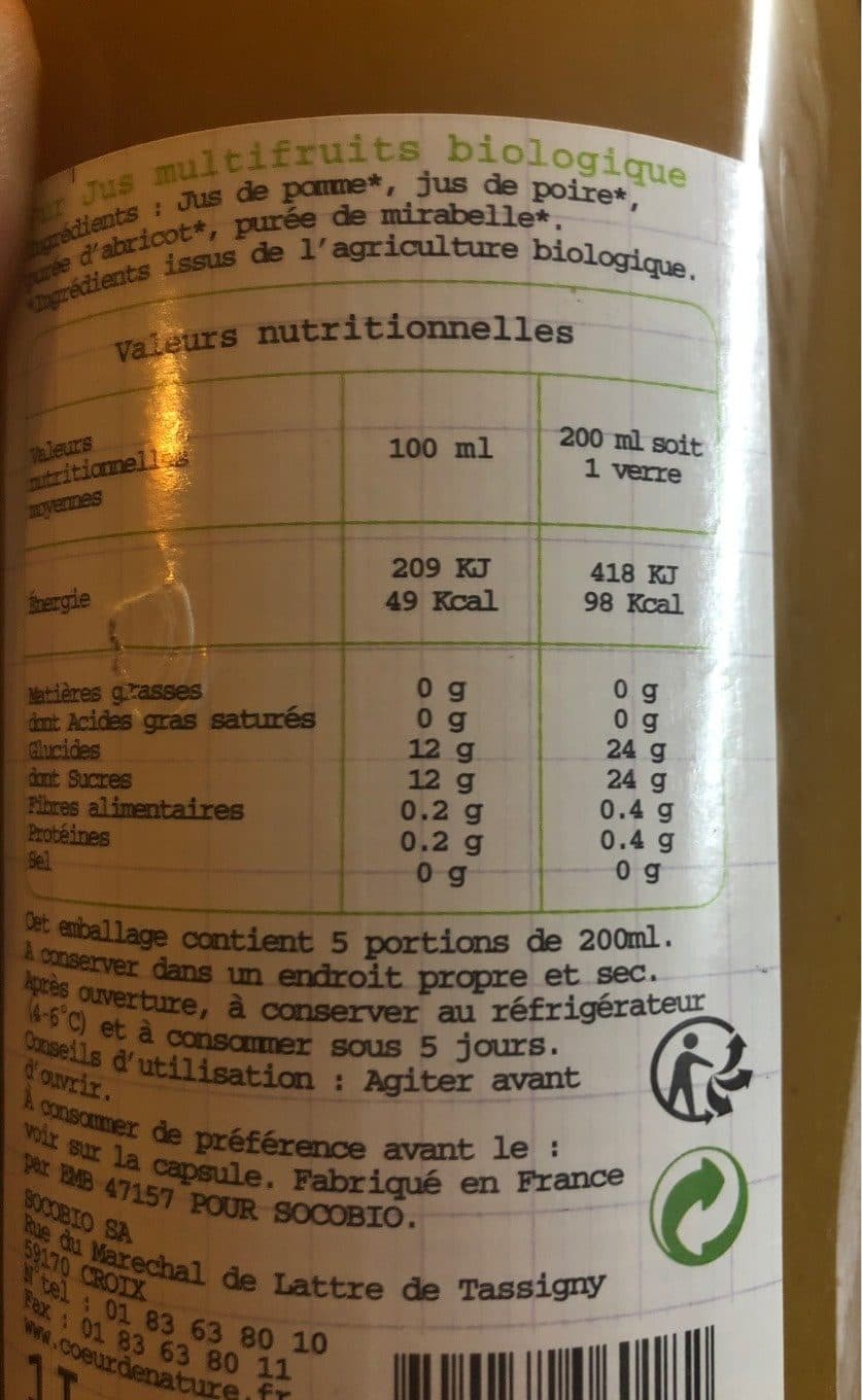 Coeur De Nature Pur jus multifruit bio packshot