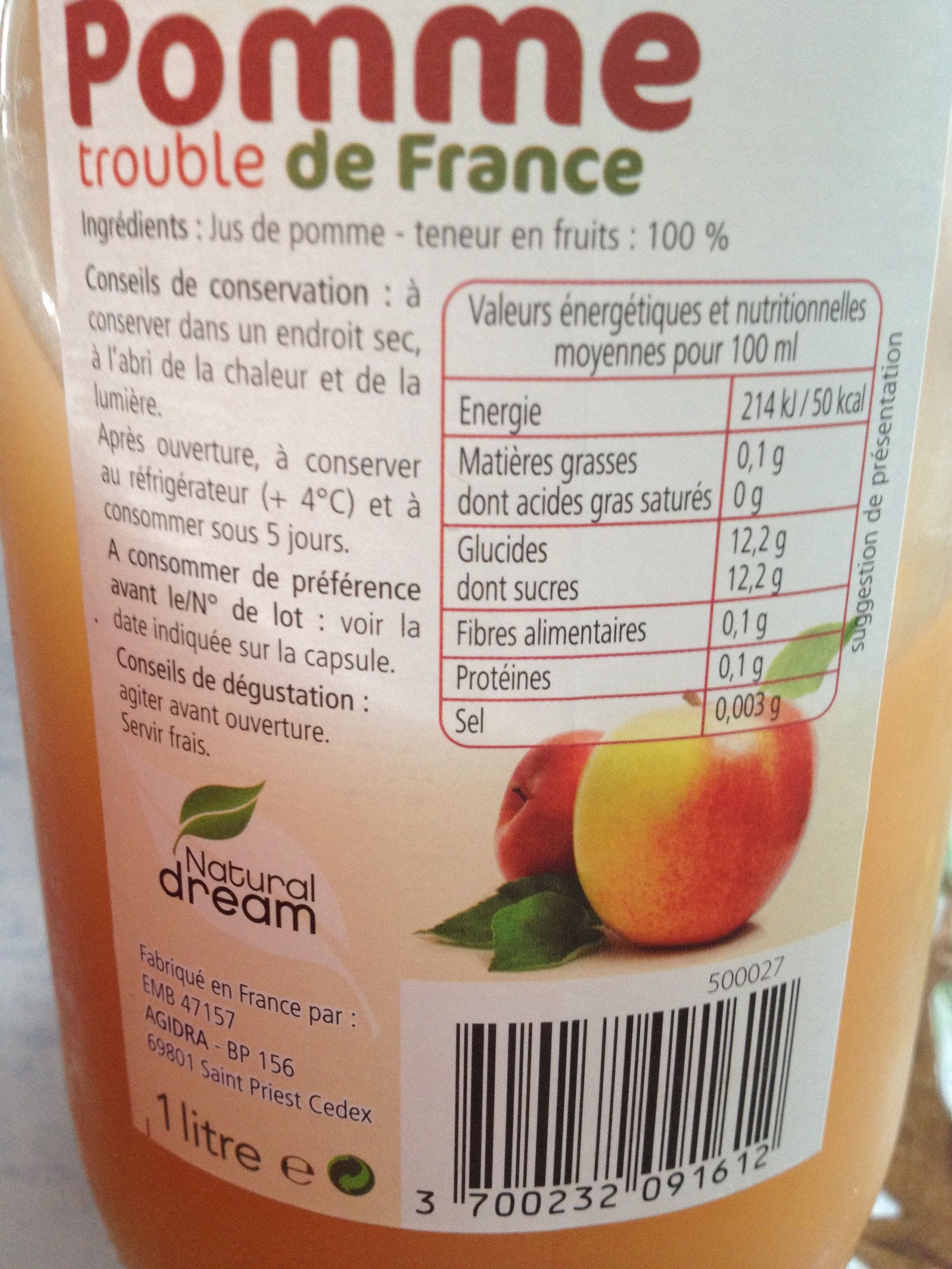 Natural Dream Jus de Pomme Trouble de France packshot
