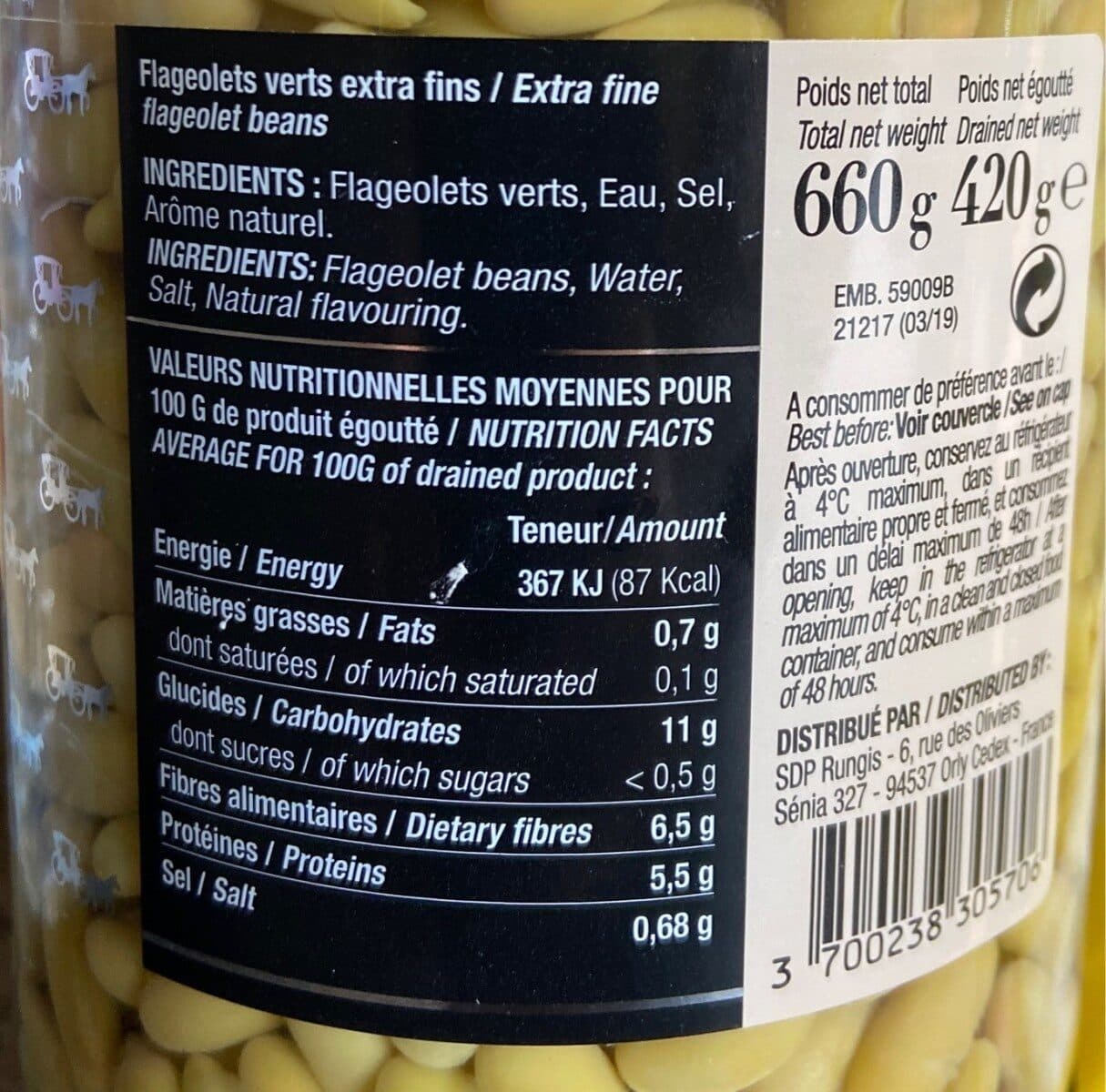 Open Food Facts Flageolets verts extra fins packshot