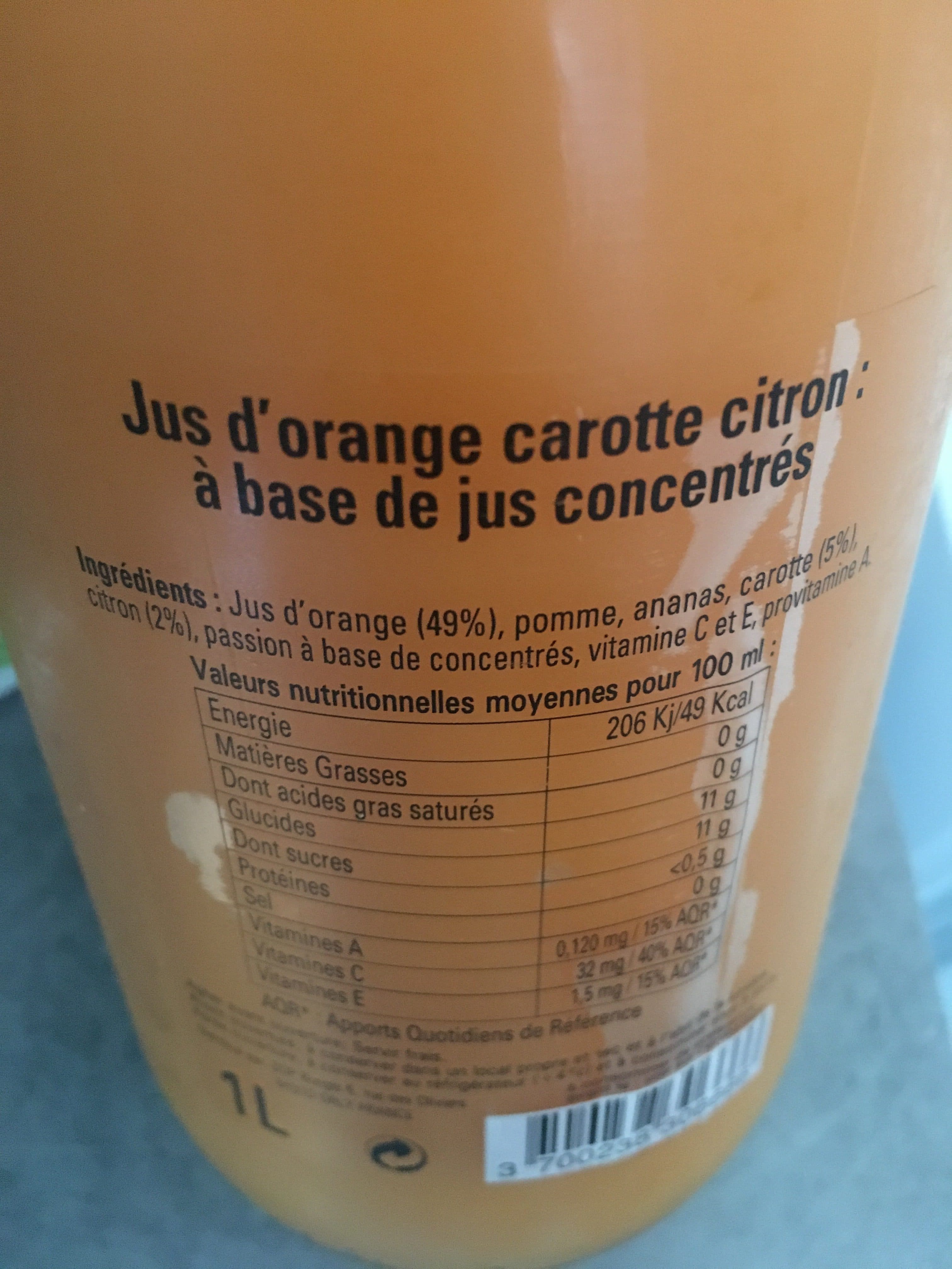 Jean D'audignac Jus orange carotte citron packshot