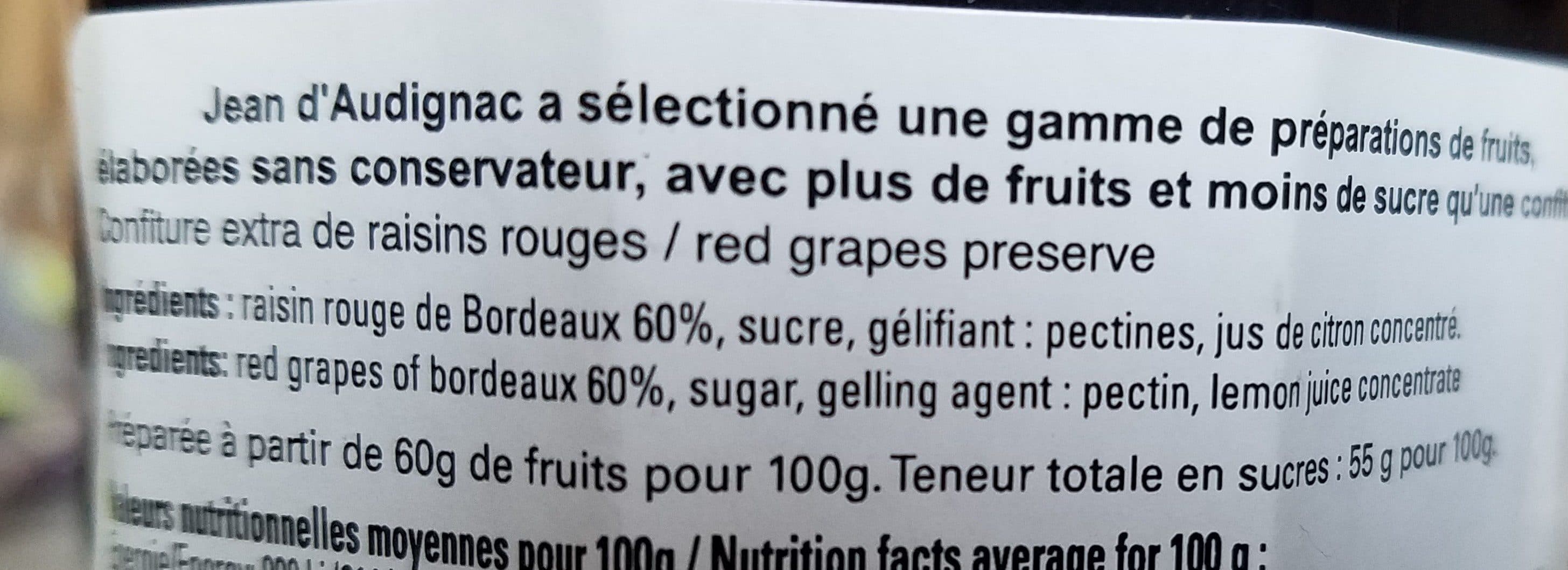 Jean d'Audignac Raisins rouges de Bordeaux packshot