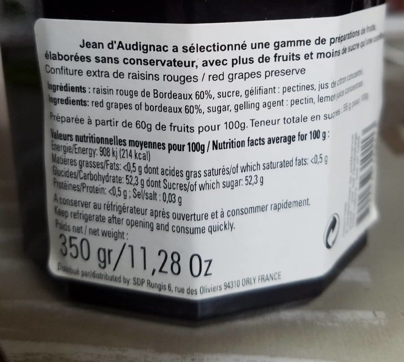 Jean d'Audignac Raisins rouges de Bordeaux packshot