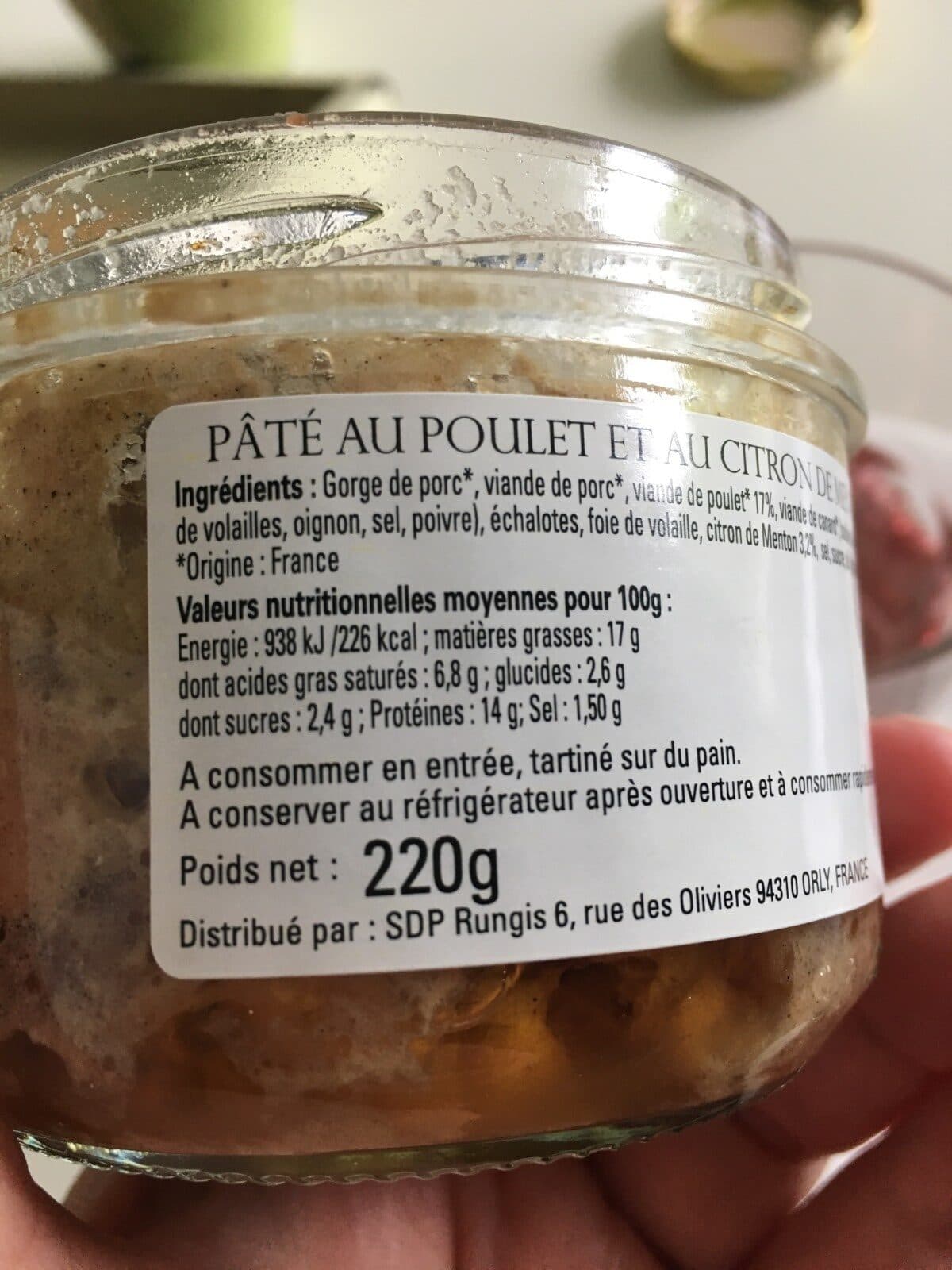 Jean d'Audignac Pate au poulet et au citron de menton packshot