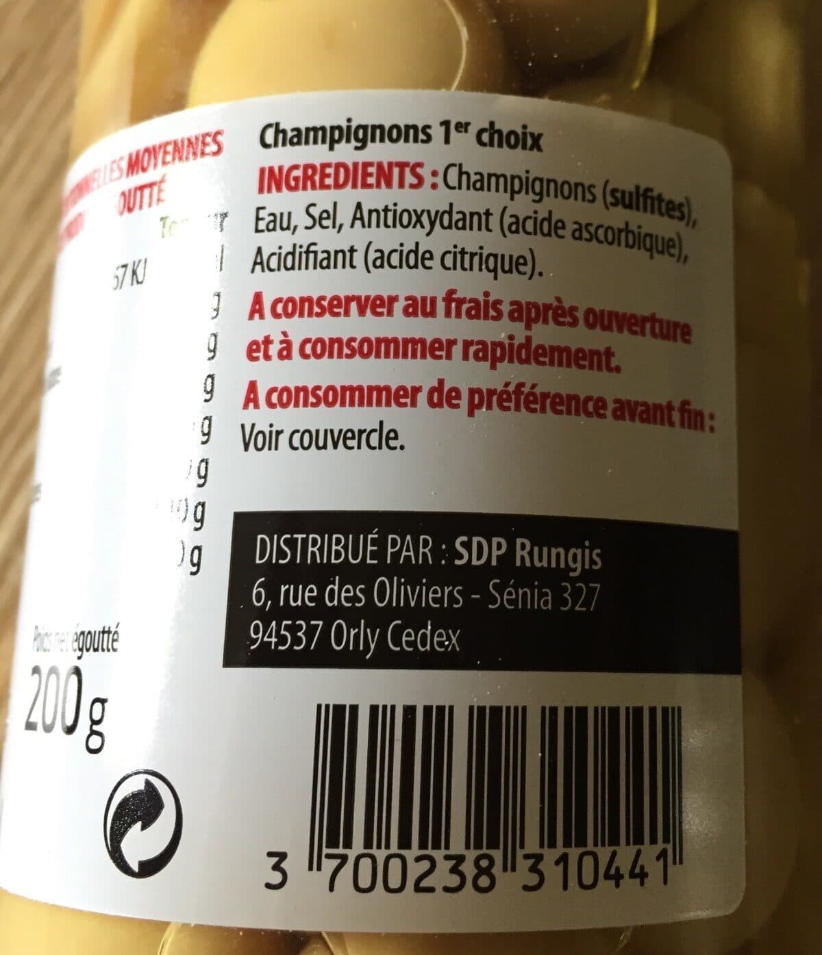 Open Food Facts Champignons paris 1er choix packshot
