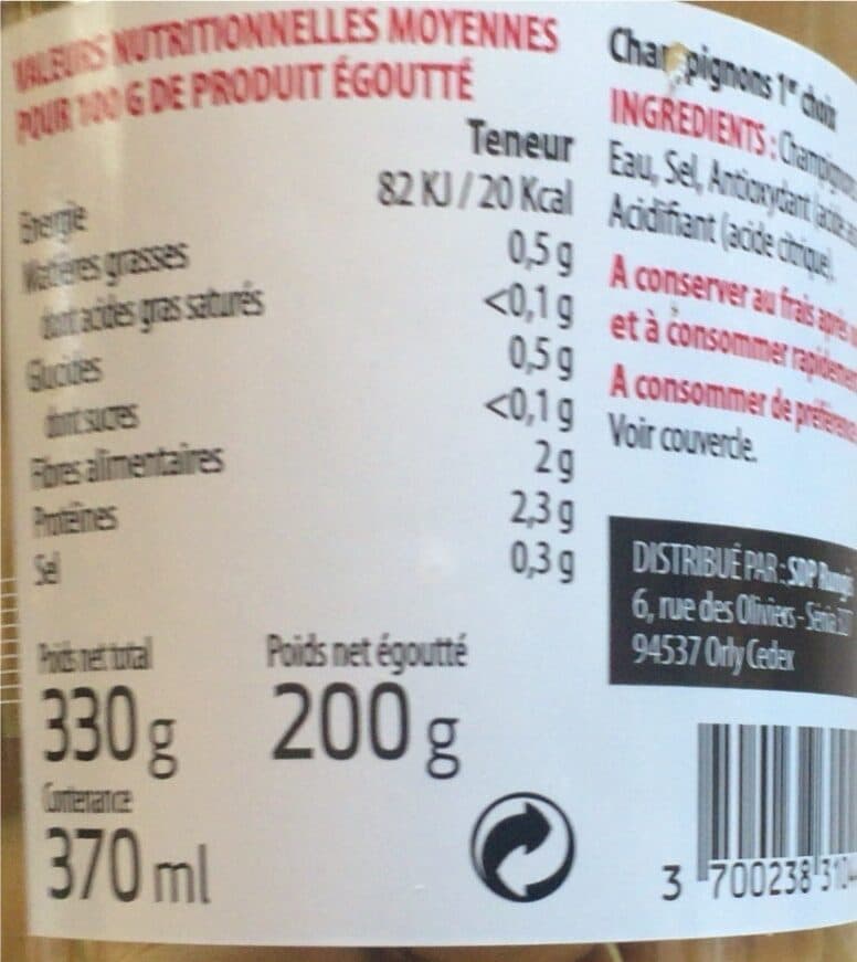 Open Food Facts Champignons paris 1er choix packshot