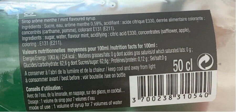 Open Food Facts Sirop saveur menthe packshot