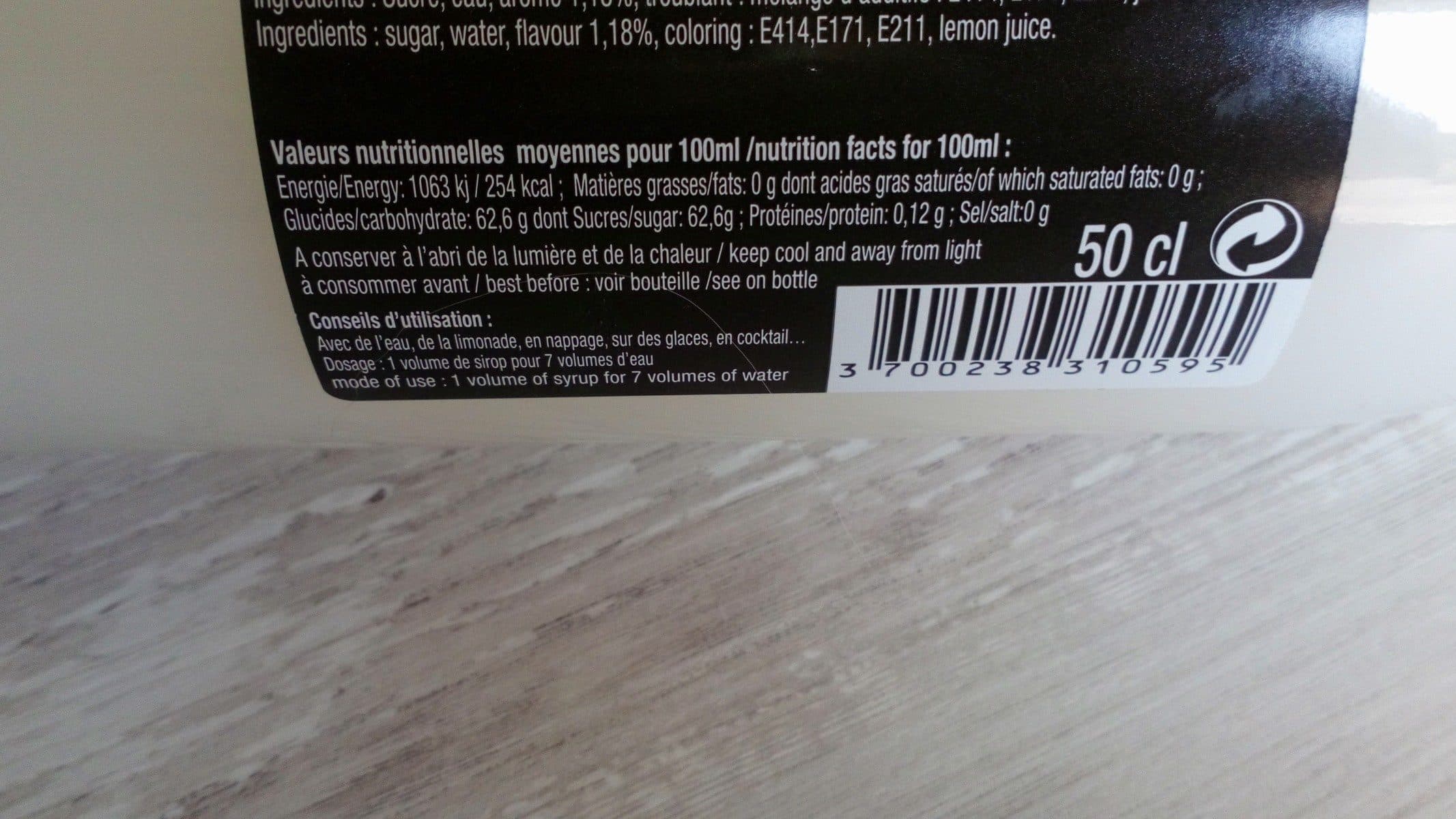 Open Food Facts Sirop saveur noix de coco packshot