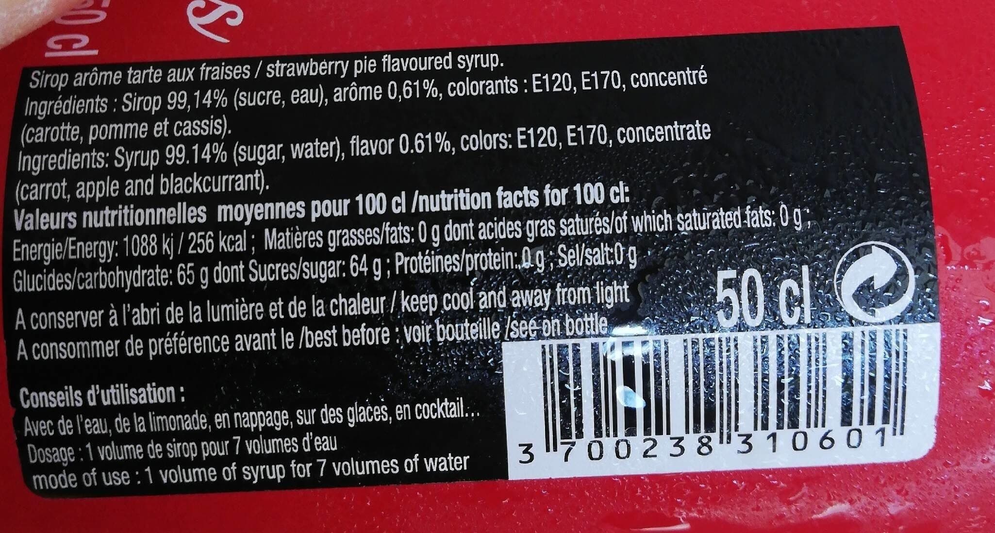 Open Food Facts Sirop saveur tarte aux fraises packshot