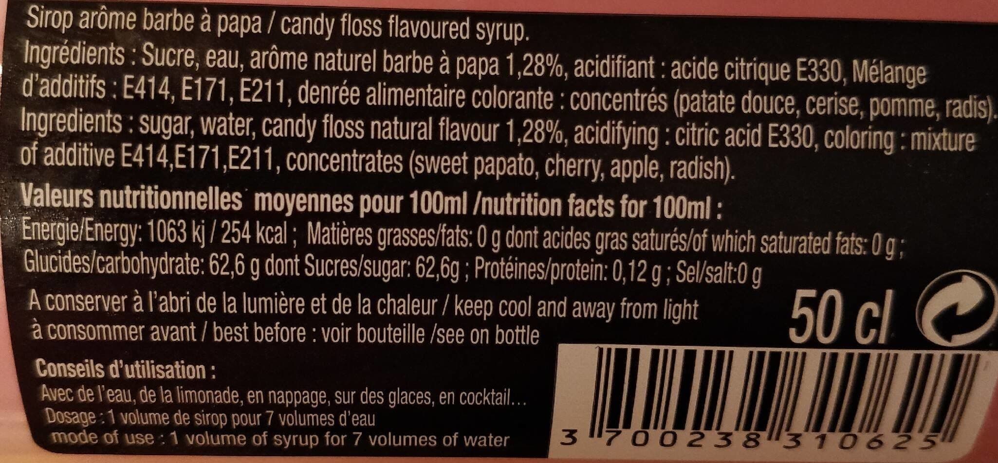Open Food Facts Sirop saveur barbe à papa packshot