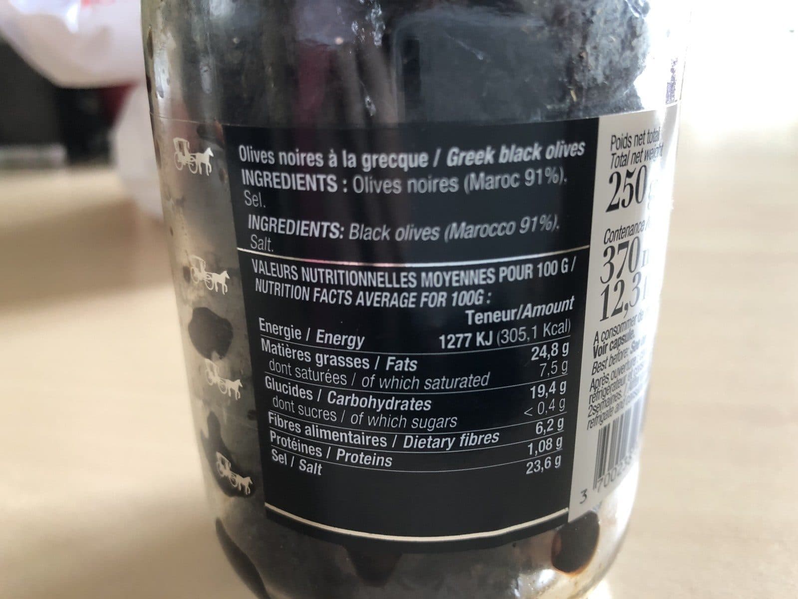 Open Food Facts Olives Noires à La Grecque, packshot