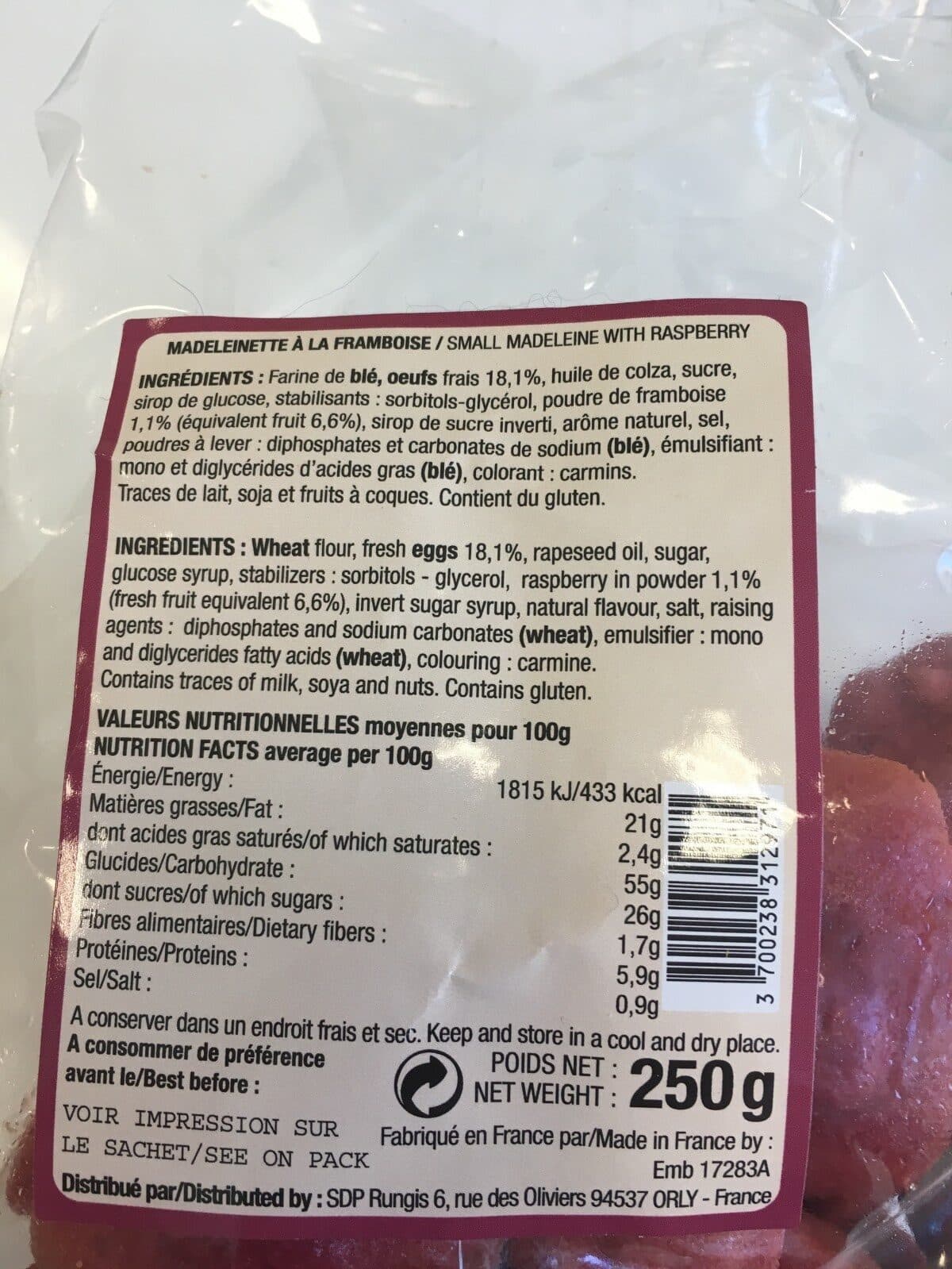 Open Food Facts Mini madeleines packshot