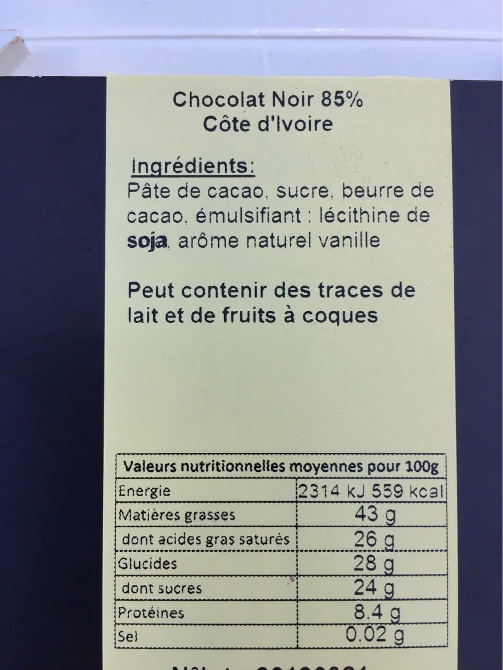 Jean D’audignac Chocolat noir 85% cote d’ivoire packshot