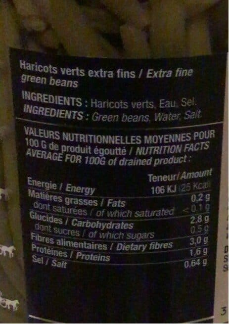 Open Food Facts Haricots verts extra fins packshot
