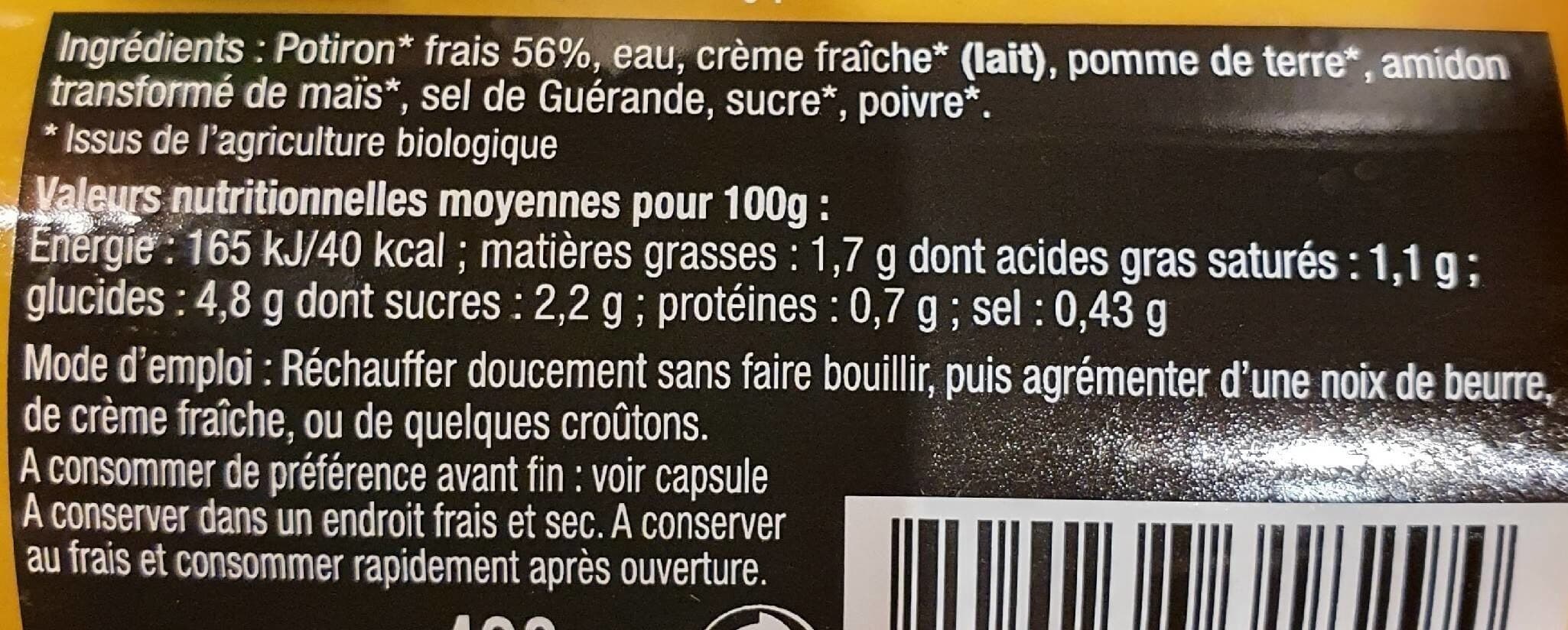 Open Food Facts Veloute de potiron bio packshot