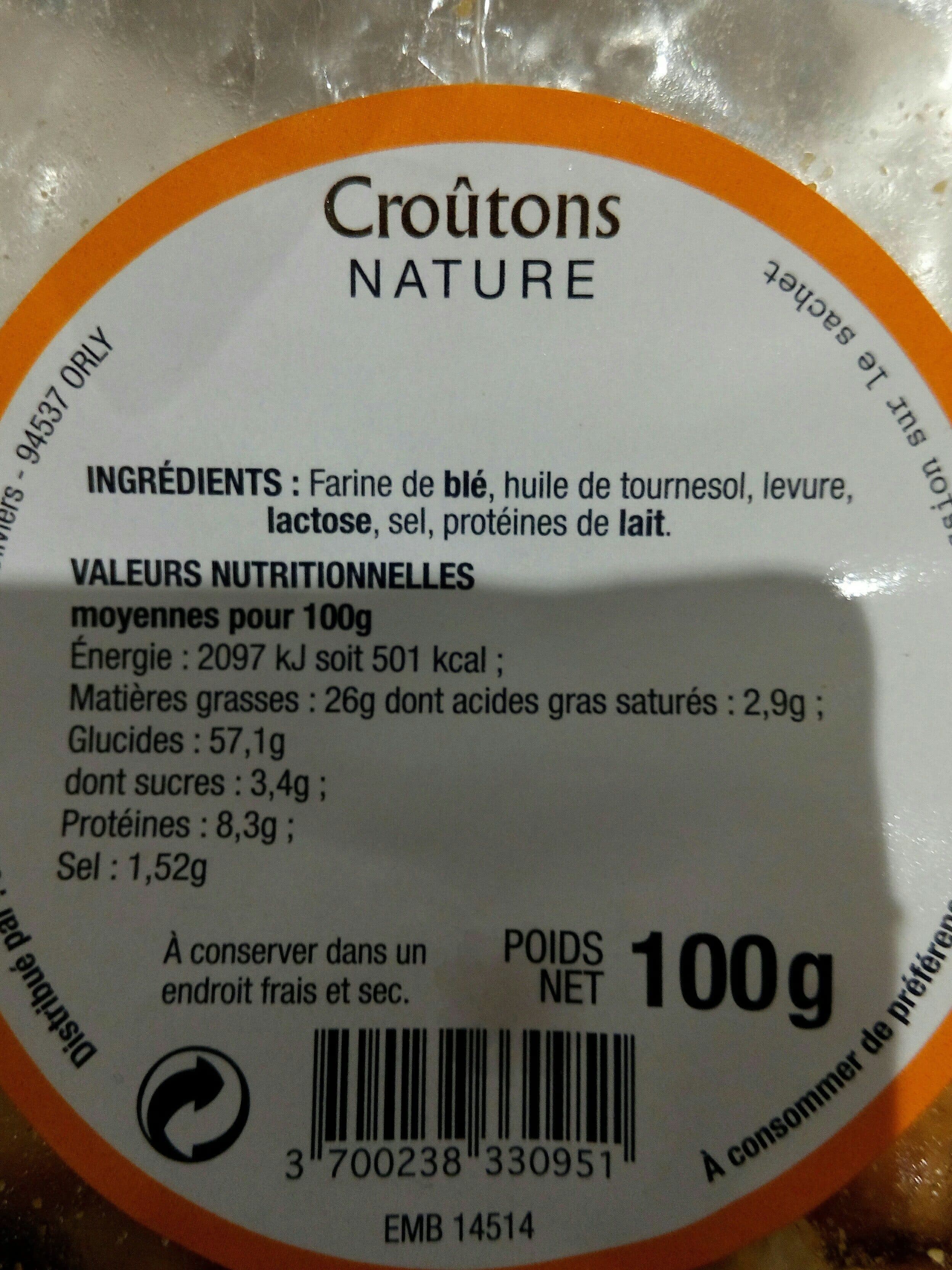 Canto Croûtons Nature 75G packshot