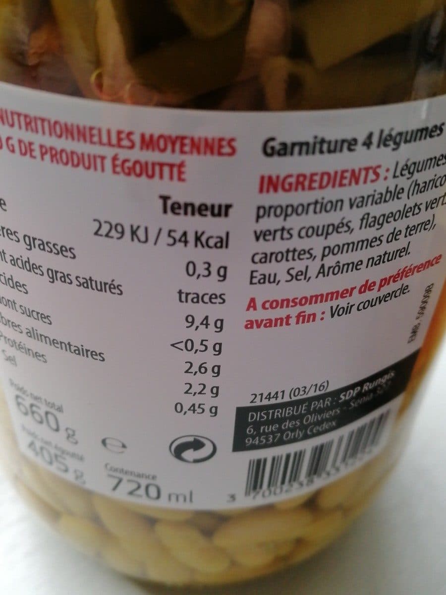 Open Food Facts Garniture 4 légumes packshot