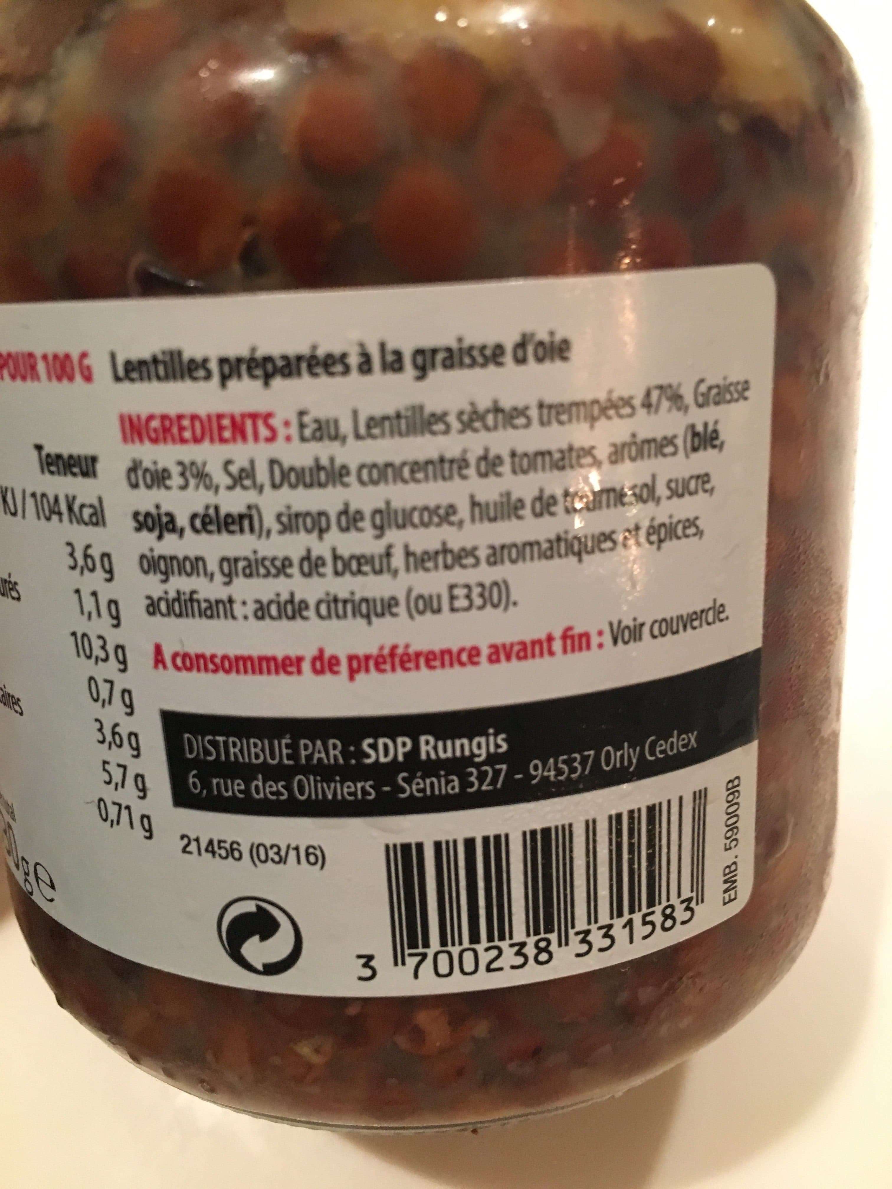 BF Lentilles à la graisse d'oie packshot