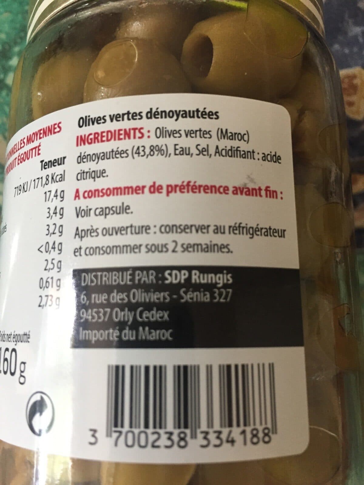 Open Food Facts Olives vertes denoyautées packshot