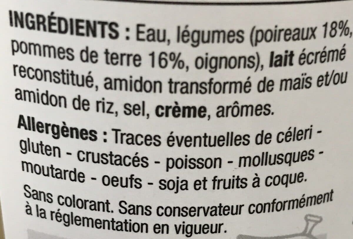 Open Food Facts Soupe Poireaux Pommes de terre packshot