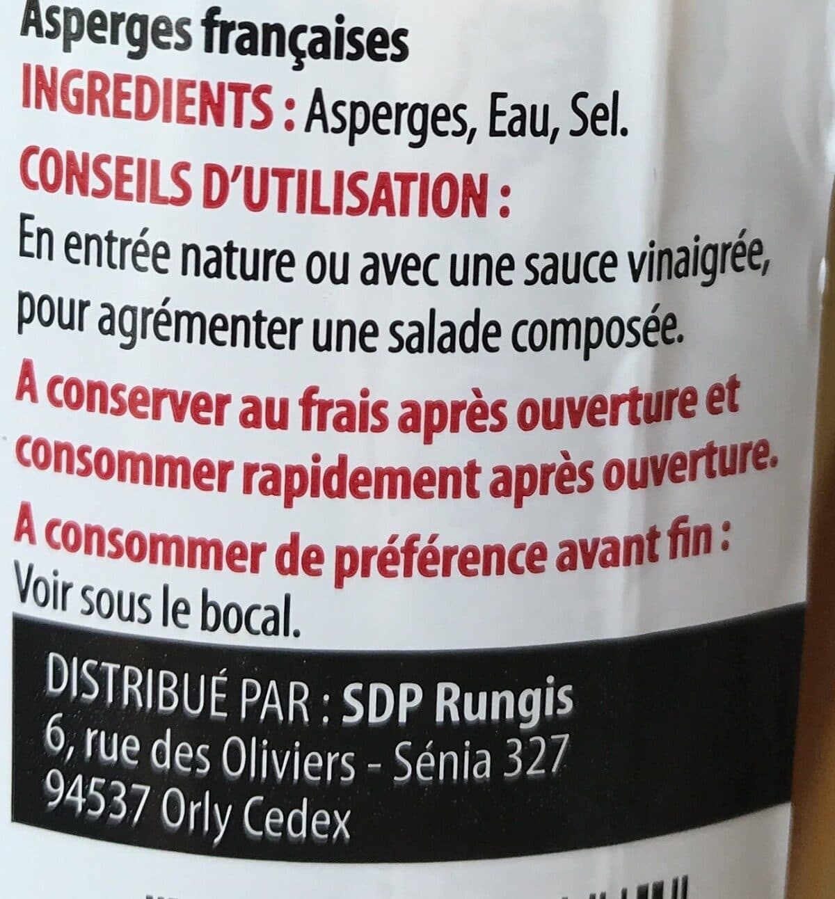 Open Food Facts Asperge francaise packshot