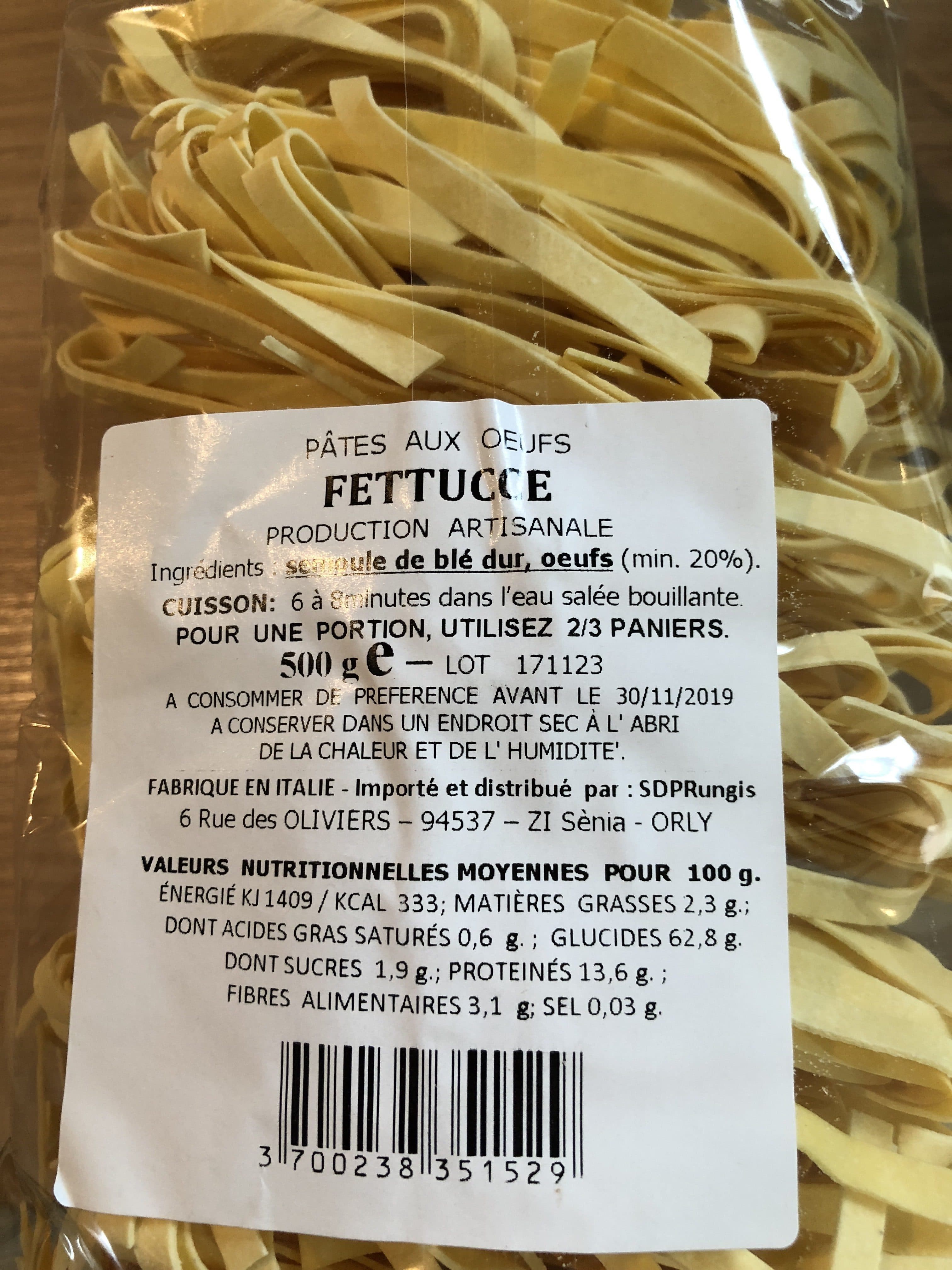 Saveurs D Italie Fettucce Aux oeufs 500GRS packshot