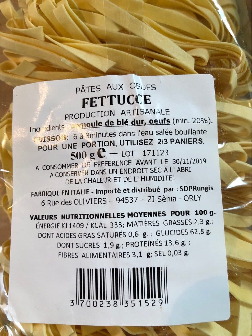 Saveurs D Italie Fettucce Aux oeufs 500GRS packshot