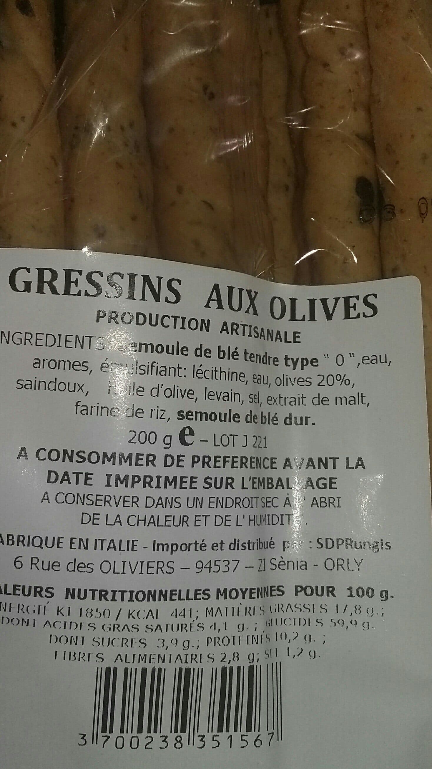 Saveurs D Italie Gressins aux olives packshot