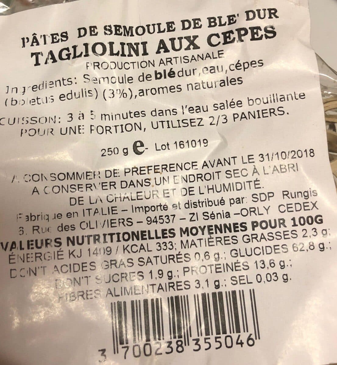 Open Food Facts Tagliatelles Aux Cèpes packshot