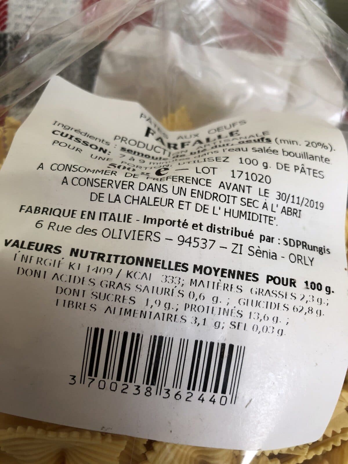 saveurs d'Italie Farfalle packshot