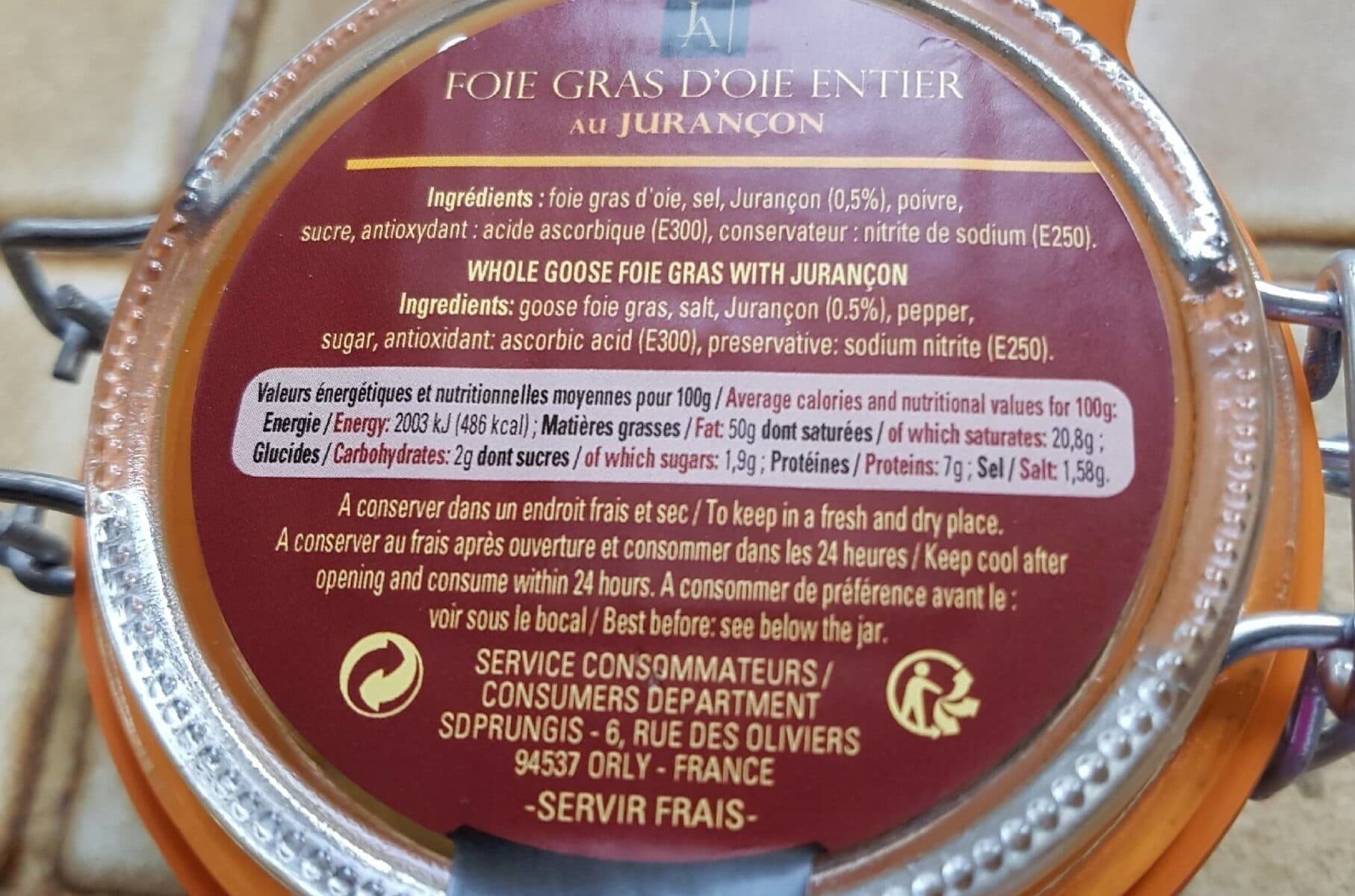 Open Food Facts Foie gras d'oie entier au jurançon packshot