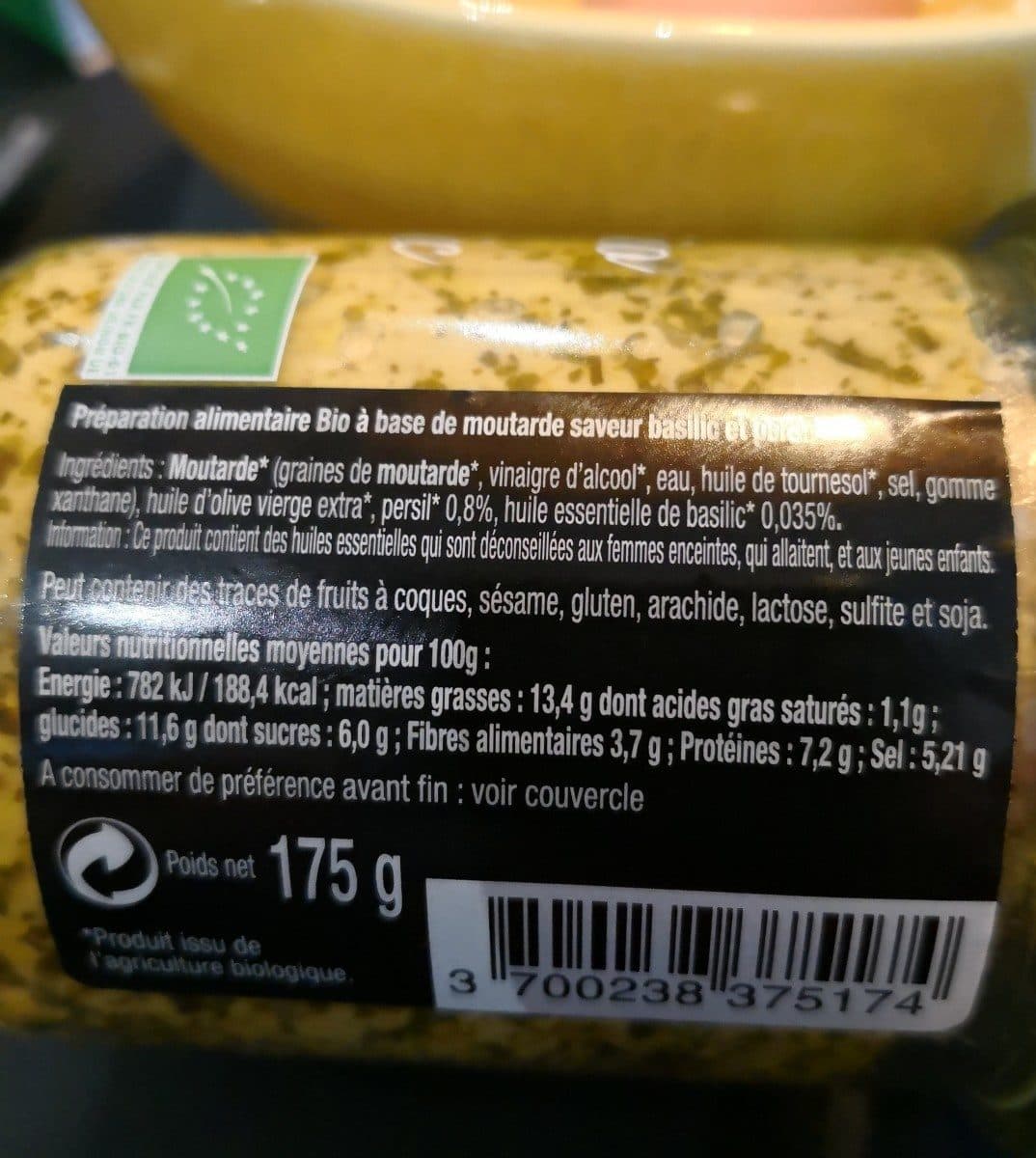 Open Food Facts Moutarde Bio Basilic packshot
