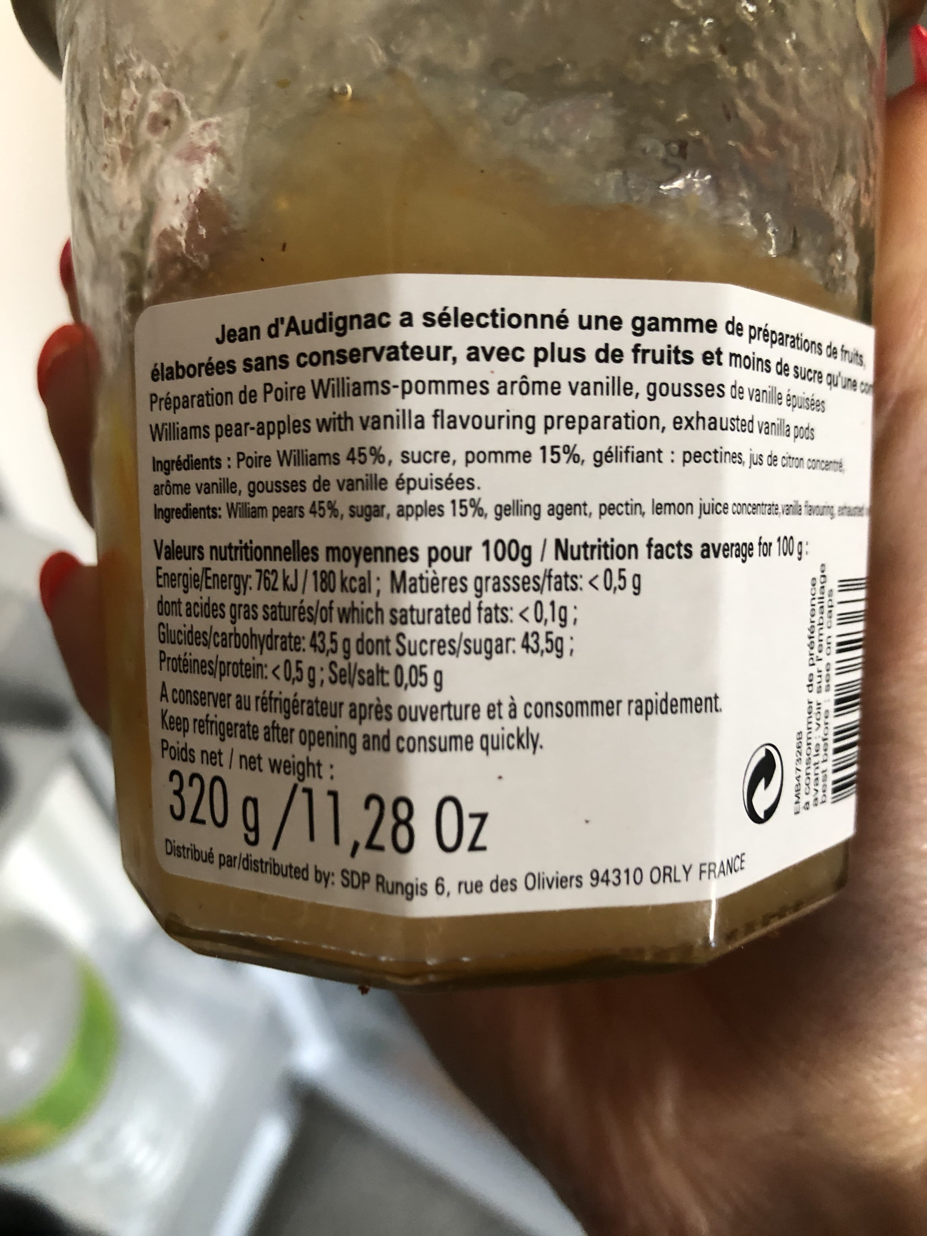 Jean d'Audignac Confiture Poire Williams à la Vanille cuite au chaudron packshot