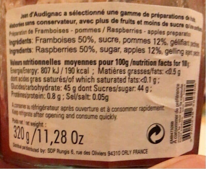 Jean d’Audignac Framboise cuite au chaudron packshot