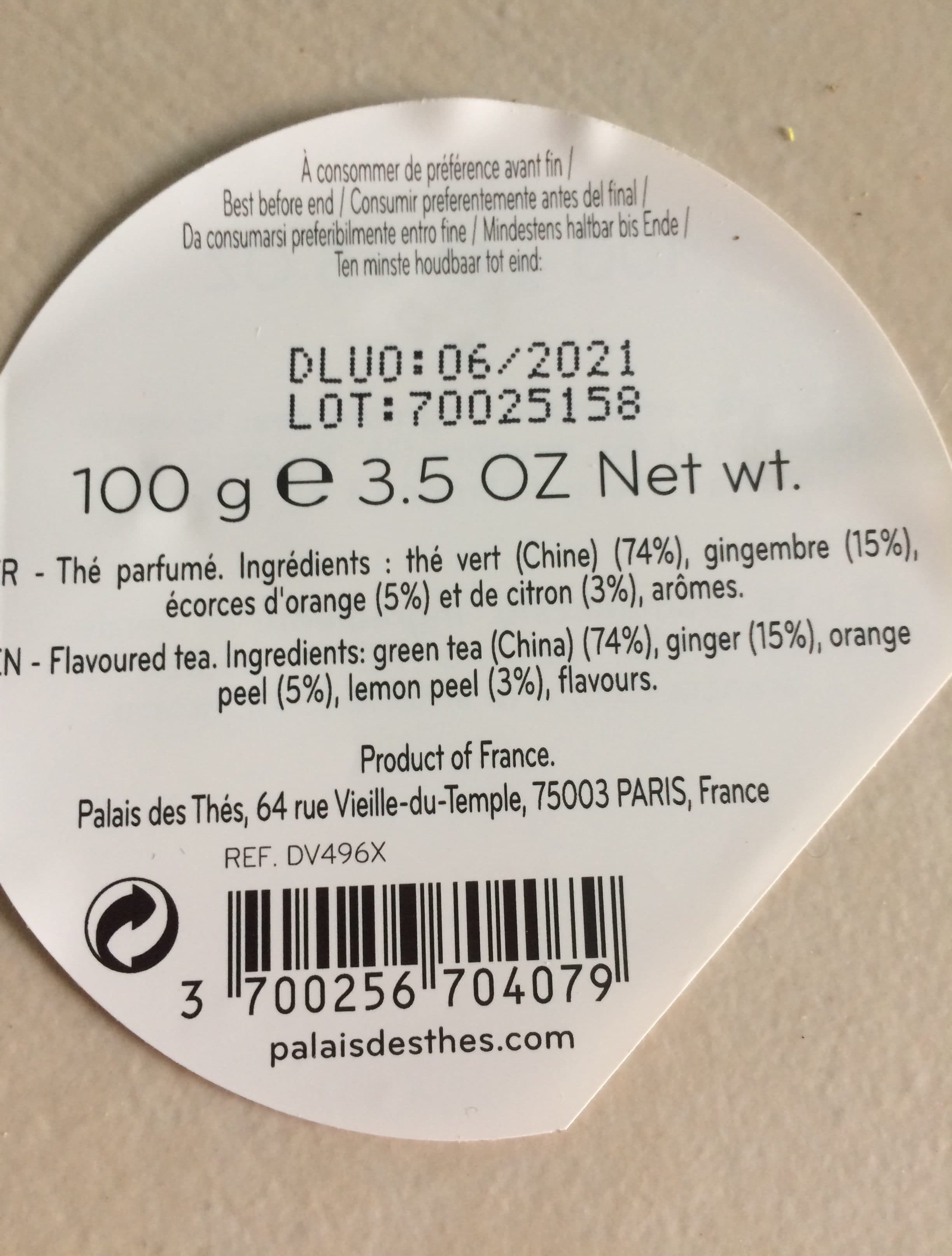Palais Des Thés Grüner Tee, Aromatisiert, Vive Le Thé, Dose, Palais Des Thés packshot