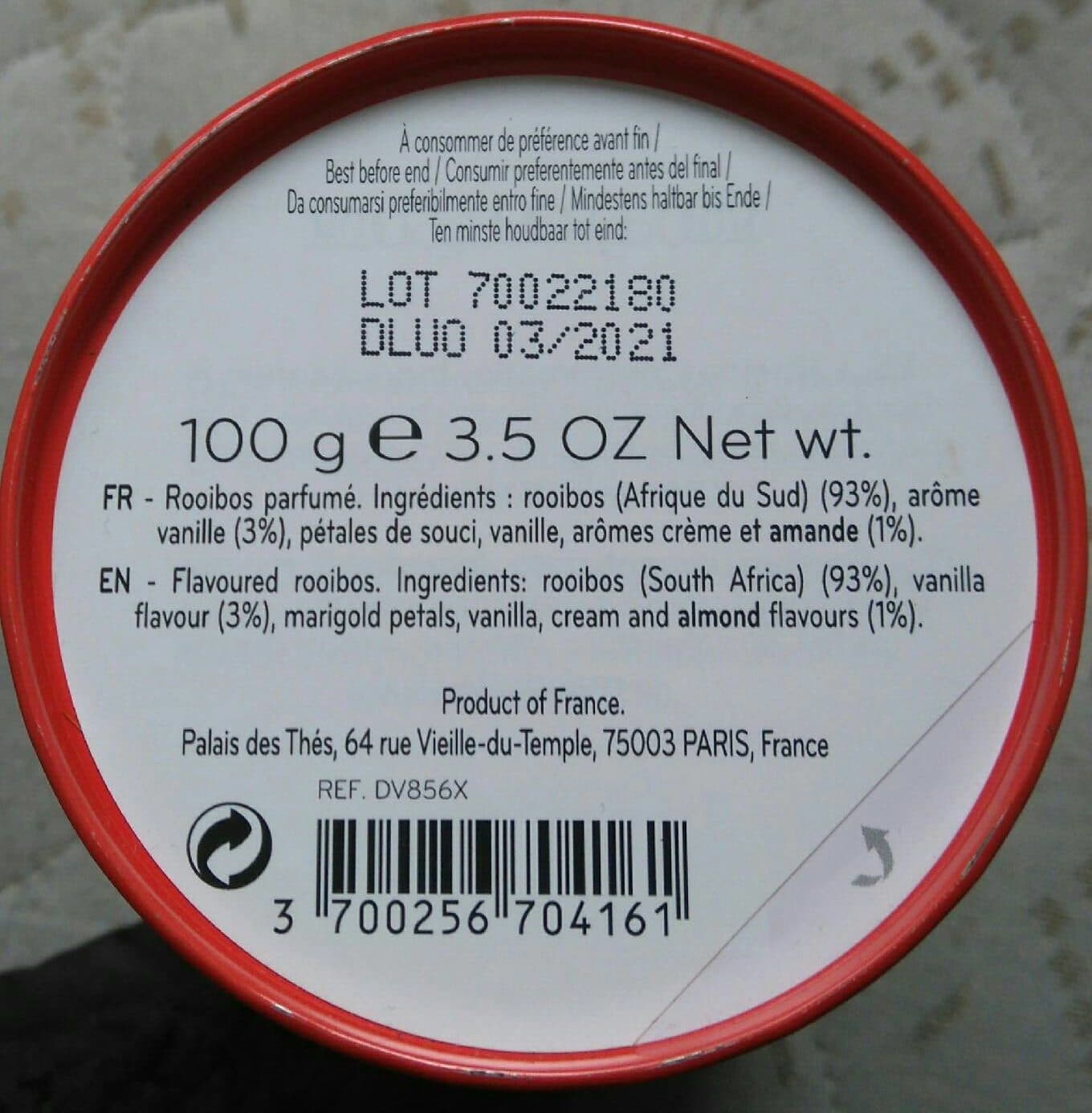 Palais Des Thés Rooibos des Vahinés packshot
