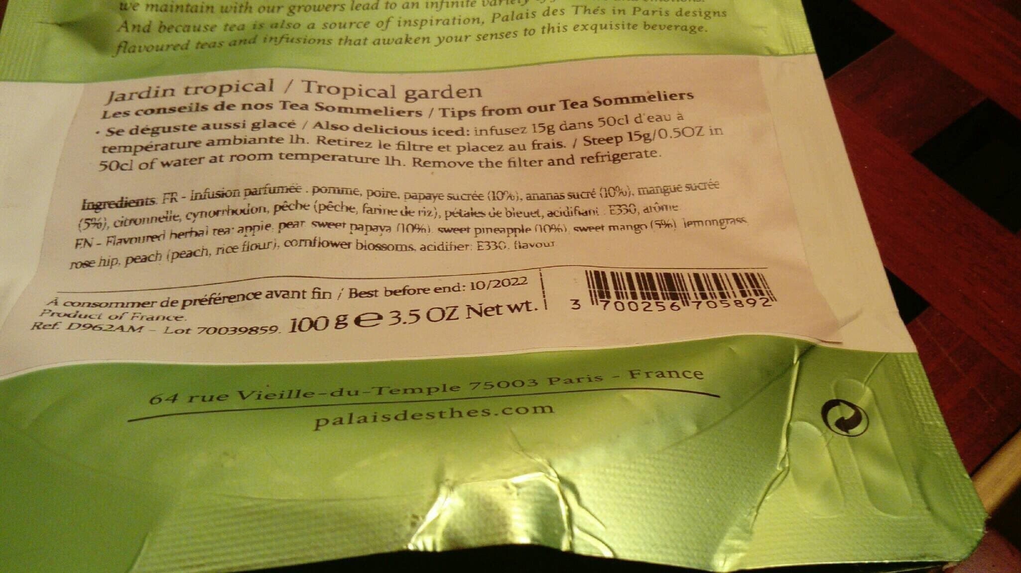 Palais des Thés Jardin tropical, infusion gourmande packshot